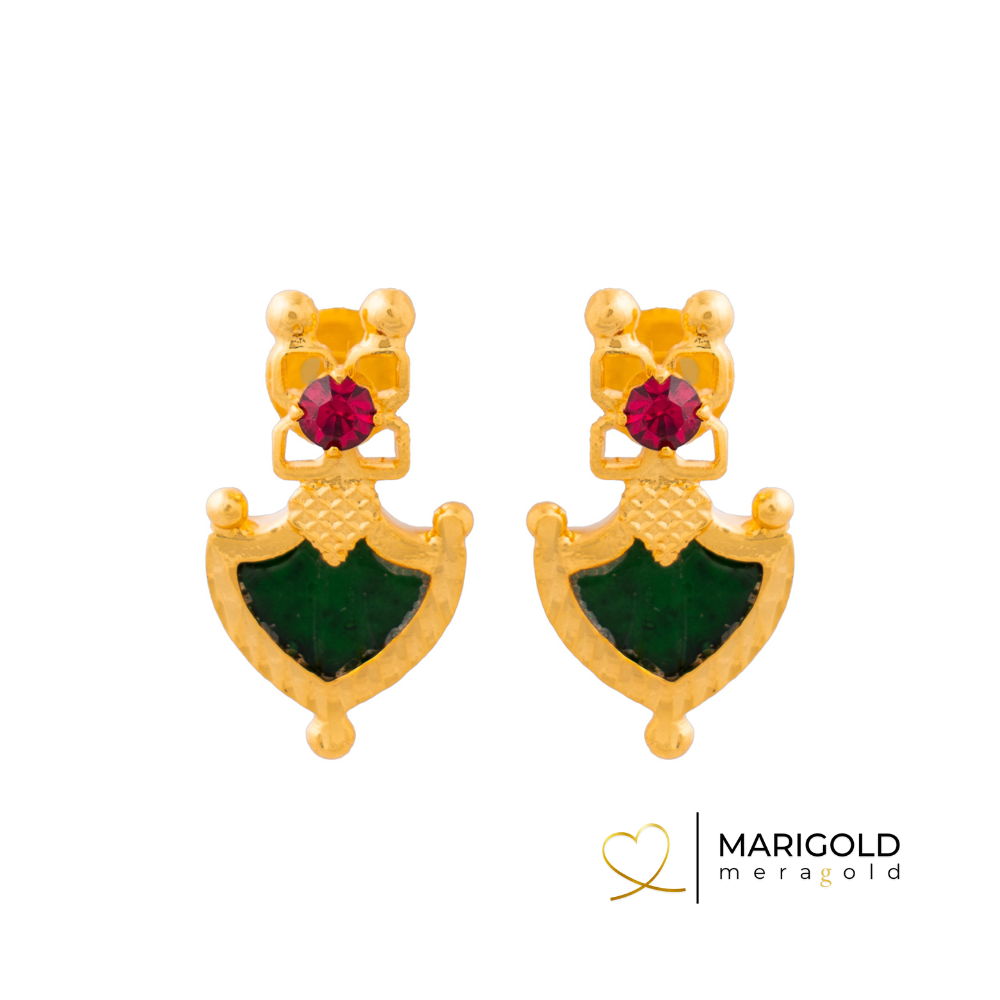 One Gram Gold Designer Double Red Palakka Earring with White American  Diamond Stones MG-1173 - Mahitham Jewellery